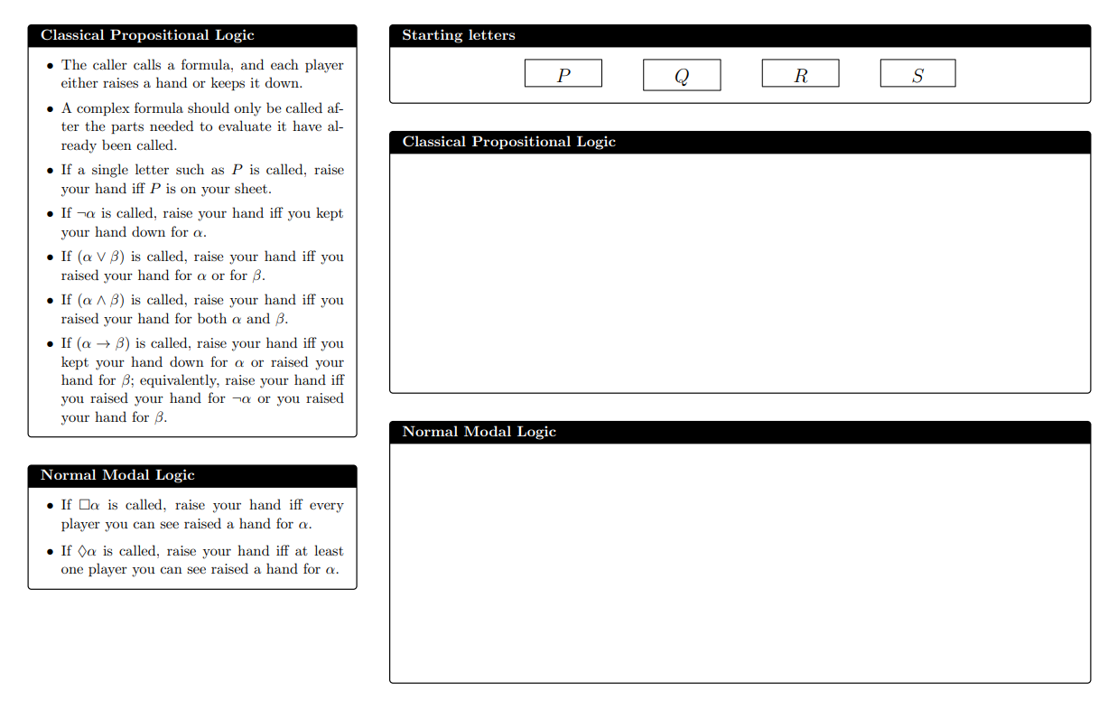 A Game for Modal Logics — handout preview
